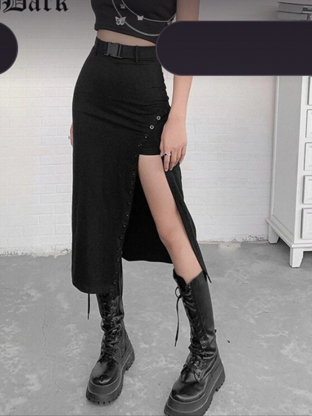 Gothic Slit Midi Skirt